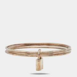 Pre Owned Tiffany & Co. Sterling Silver 1837 Lock Charm Triple Bangle Bracelet