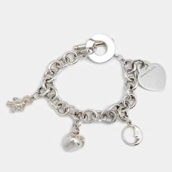 Pre Owned Tiffany & Co. Sterling Silver Please Return to Tiffany Multi Charms Toggle Bracelet