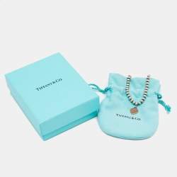 Pre Owned Tiffany & Co. Sterling Silver Rubedo Heart Charm Bead Bracelet