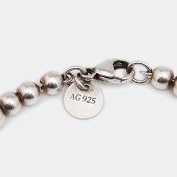 Pre Owned Tiffany & Co. Sterling Silver Rubedo Heart Charm Bead Bracelet