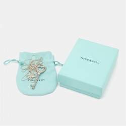 Pre Owned Tiffany & Co. Tiffany Keys Enamel Heart Key Pendant Silver Beaded Necklace