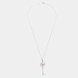 Pre Owned Tiffany & Co. Tiffany Keys Open Knot Key Diamond Silver Pendant Necklace
