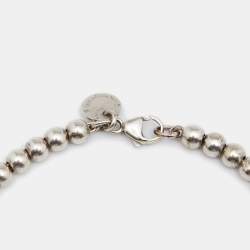 Pre Owned Tiffany & Co. Return to Tiffany Pink Enamel Heart Tag Silver Bead Bracelet