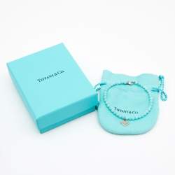 Pre Owned Tiffany & Co. Return To Tiffany Mini Heart Tag Silver Amazonite Bead Bracelet