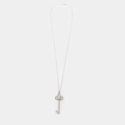 Pre Owned Tiffany & Co. Fleur De Lis Sterling Silver Key Pendant Necklace