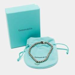 Pre Owned Tiffany & Co. Return to Tiffany Enamel Heart Tag Sterling Silver Beaded Bracelet