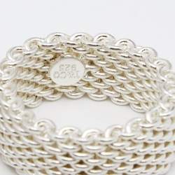 Pre Owned Tiffany & Co. Somerset Mesh Sterling Silver Ring Bracelet Set