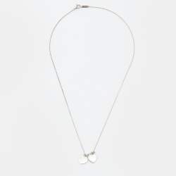 Pre Owned Tiffany & Co. Return To Tiffany Blue Enamel Double Heart Tag Pendant Necklace