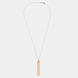 Pre Owned Tiffany & Co. Tiffany 1837 Rubedo Bar Gold Tone Metal and Sterling Silver Chain Pendant Necklace