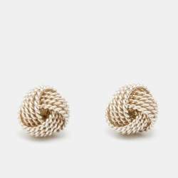 Pre Owned أقراط تيفاني آند كو. تويست فضة إسترليني بعقدة مرصعة