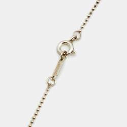 Pre Owned Tiffany & Co. Trefoil Blue Enamel Key Sterling Silver Pendant Necklace