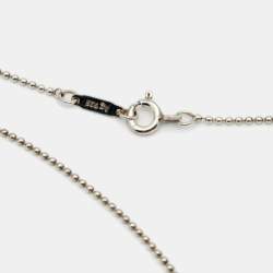 Pre Owned Tiffany & Co. Trefoil Blue Enamel Key Sterling Silver Pendant Necklace