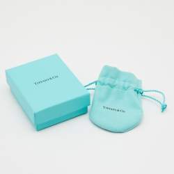 Pre Owned Tiffany & Co. Trefoil Blue Enamel Key Sterling Silver Pendant Necklace