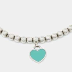 Tiffany & Co. Return to Tiffany Blue Enamel Heart Tag Silver Bead Bracelet