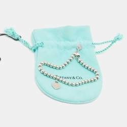 Pre Owned Tiffany & Co. Return to Tiffany Heart Tag Silver Bead Bracelet