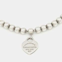 Pre Owned Tiffany & Co. Return to Tiffany Heart Tag Silver Bead Bracelet