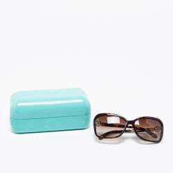 Pre Owned Tiffany & Co. Brown Havana TF4024 Oversize Gradient Sunglasses