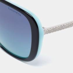 Pre Owned Tiffany & Co. Black/Blue TF 4137-B Rectangle Gradient Sunglasses