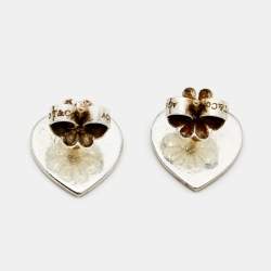 Pre Owned Tiffany & Co. Return To Tiffany Heart Tag Sterling Silver Stud Earrings