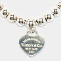 Pre Owned Tiffany & Co. Return to Tiffany Heart Tag Enamel Sterling Silver Bead Bracelet
