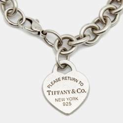 Pre Owned Tiffany & Co. Return to Tiffany Heart Tag Sterling Silver Charm Bracelet