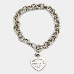 Pre Owned Tiffany & Co. Return to Tiffany Heart Tag Sterling Silver Charm Bracelet
