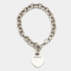 Pre Owned Tiffany & Co. Return to Tiffany Heart Tag Sterling Silver Charm Bracelet
