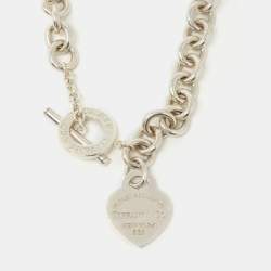 Pre Owned Tiffany & Co. Return to Tiffany Heart Tag Sterling Silver Chain Necklace