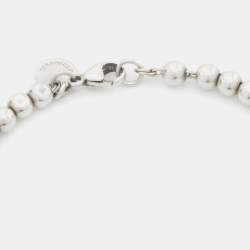 Pre Owned Tiffany & Co. Sterling Silver Rubedo Heart Charm Bead Bracelet