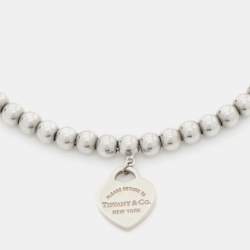 Pre Owned Tiffany & Co. Sterling Silver Rubedo Heart Charm Bead Bracelet