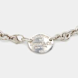 Pre Owned Tiffany & Co. Return to Tiffany Oval Tag Silver Choker Necklace