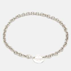 Pre Owned Tiffany & Co. Return to Tiffany Oval Tag Silver Choker Necklace
