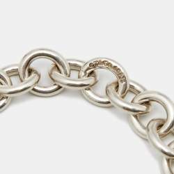 Pre Owned Tiffany & Co. Return To Tiffany Blue Enamel Heart Tag Sterling Silver Bracelet