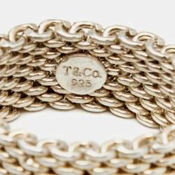 Pre Owned Tiffany & Co. Somerset Sterling Silver Mesh Ring Size 53