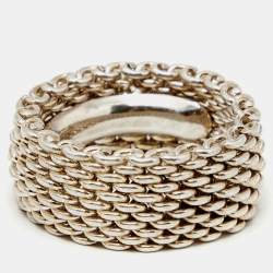Pre Owned Tiffany & Co. Somerset Sterling Silver Mesh Ring Size 53