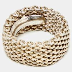 Pre Owned Tiffany & Co. Somerset Sterling Silver Mesh Ring Size 53