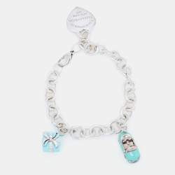 Pre Owned Tiffany & Co. Return to Tiffany & Co. Multi Charm Enamel Sterling Silver Bracelet