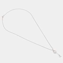 Pre Owned Tiffany & Co. Sterling Silver Blue Enamel Heart Key Pendant Necklace