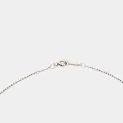 Pre Owned Tiffany & Co. Sterling Silver Blue Enamel Heart Key Pendant Necklace