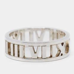 Pre Owned Tiffany & Co. Atlas Silver Open Band Ring Size 58