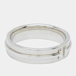 Pre Owned Tiffany & Co. Sterling Silver Tiffany T Band Ring Size EU 61