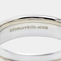 Pre Owned Tiffany & Co. Sterling Silver Tiffany T Band Ring Size EU 61