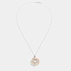 Pre Owned Tiffany & Co. Sterling Silver Rubedo Interlocking Circles Pendant Necklace
