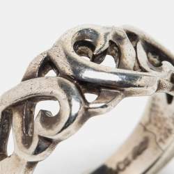 Pre Owned Tiffany & Co. Sterling Silver Paloma Picasso Loving Hearts Band Ring Size EU 51