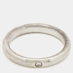 Pre Owned Tiffany & Co. Elsa Peretti Diamond Sterling Silver Band Ring Size 49