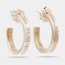 Pre Owned Tiffany & Co. 1837 Narrow Sterling Silver Hoop Earrings
