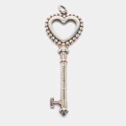 Pre Owned Tiffany & Co. Heart Key Enamel Sterling Silver Pendant