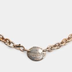 Pre Owned Tiffany & Co. Sterling Silver Return to Tiffany Oval Tag Choker Necklace