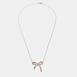 Pre Owned Tiffany & Co. Sterling Silver Bow Pendant Necklace