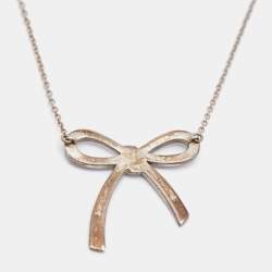 Pre Owned Tiffany & Co. Sterling Silver Bow Pendant Necklace